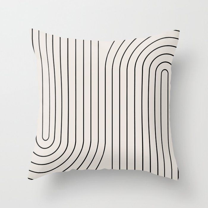 Minimal Line Curvature Black and White I Throw Pillow With Insert-24"x24" — view 1